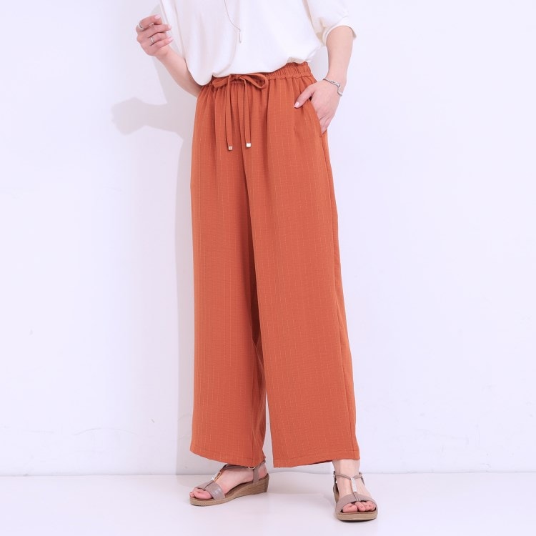 シューラルー/ドレスキップ(SHOO・LA・RUE/DRESKIP)の【着丈選べる/ひんやり】ストライプ見えイージーワイドパンツ 6～9分丈パンツ