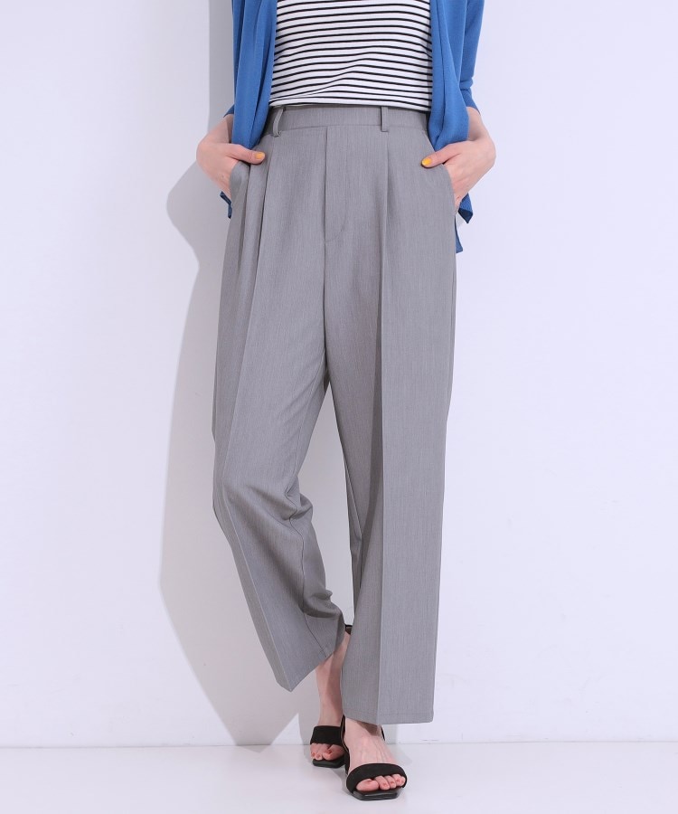 シューラルー/ドレスキップ(SHOO・LA・RUE/DRESKIP)の【S-LL/接触冷感】大人のきれいめスタイルに センタープレスワイドパンツ グレー(012)