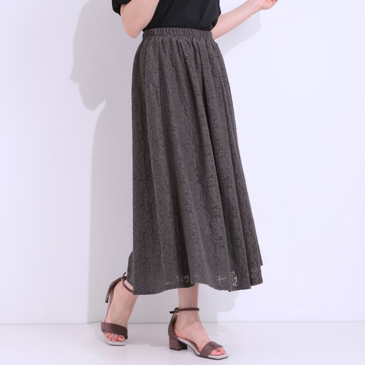 シューラルー/ドレスキップ(SHOO・LA・RUE/DRESKIP)の【S-LL】メッシュレースが魅力的なフレアスカート マキシ・ロングスカート