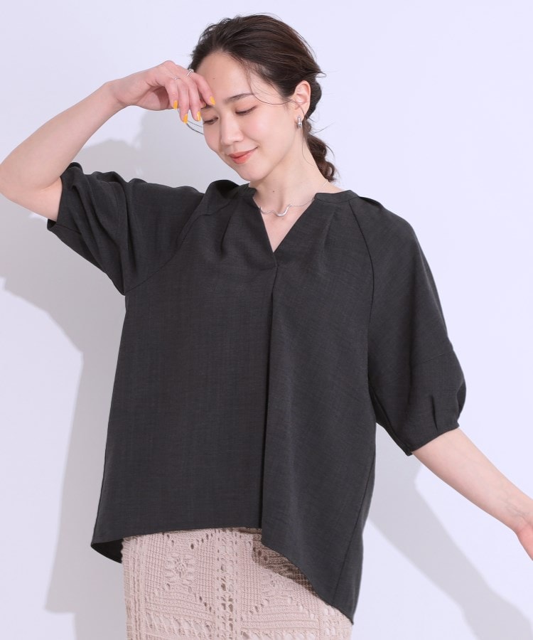 シューラルー/ドレスキップ(SHOO・LA・RUE/DRESKIP)の【洗える/S-LL】洗濯後しわになりにくい 5分袖スキッパーブラウス9