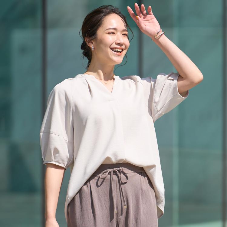 シューラルー/ドレスキップ(SHOO・LA・RUE/DRESKIP)の【洗える/S-LL】洗濯後しわになりにくい 5分袖スキッパーブラウス シャツ・ブラウス