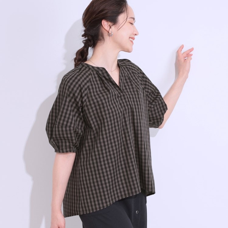 シューラルー/ドレスキップ(SHOO・LA・RUE/DRESKIP)の【洗える/S-LL】洗濯後しわになりにくい 5分袖スキッパーブラウス シャツ・ブラウス
