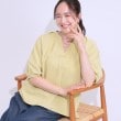 シューラルー/ドレスキップ(SHOO・LA・RUE/DRESKIP)の【洗える/S-LL】洗濯後しわになりにくい 5分袖スキッパーブラウス イエロー(031)