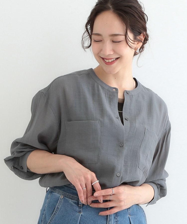 大人のシアー感 バンドカラーシャツ(シャツ・ブラウス) | SHOO 大人のシアー感 バンドカラーシャツ(シャツ・ブラウス) | SHOO