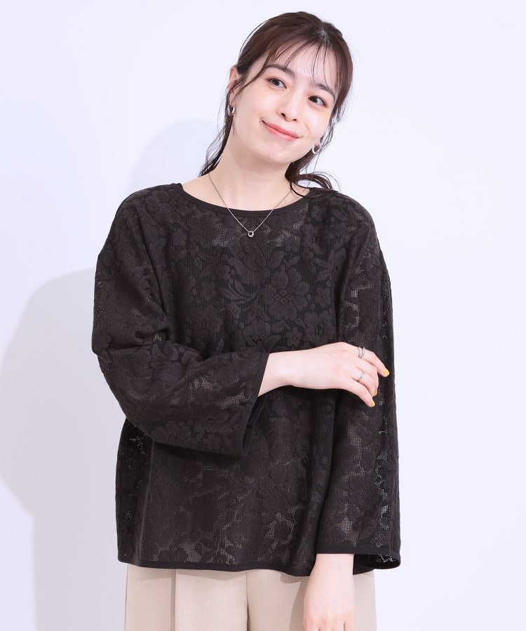 シューラルー/ドレスキップ(SHOO・LA・RUE/DRESKIP)の【前後2WAY/S-LL】メッシュ×レースがこなれ見え リボントップス17