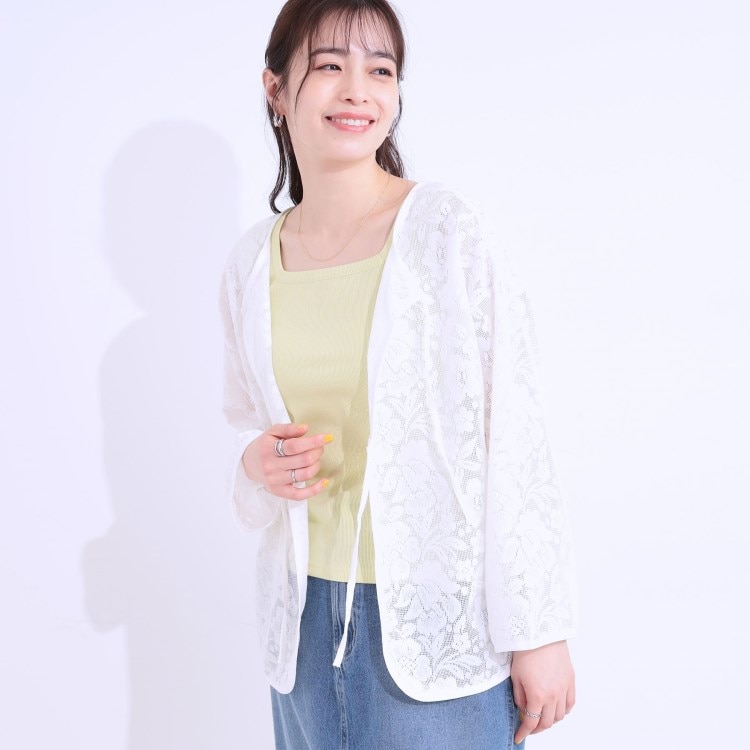 シューラルー/ドレスキップ(SHOO・LA・RUE/DRESKIP)の【前後2WAY/S-LL】メッシュ×レースがこなれ見え リボントップス カットソー