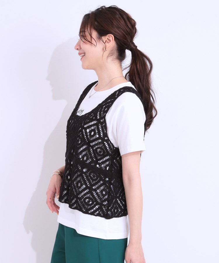 シューラルー/ドレスキップ(SHOO・LA・RUE/DRESKIP)の【S-LL/2点セット】大人カジュアルに レースビスチェ+プリントTシャツ2