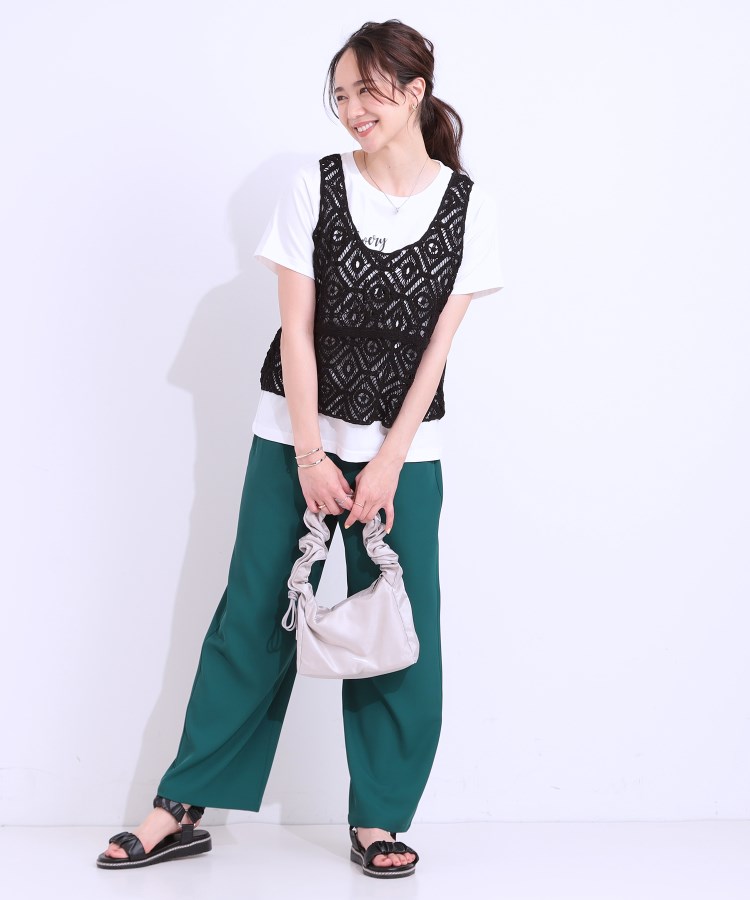 2点セット】レースビスチェプリントTシャツ(トップス+インナー 2点セット】レースビスチェプリントTシャツ(トップス+インナー