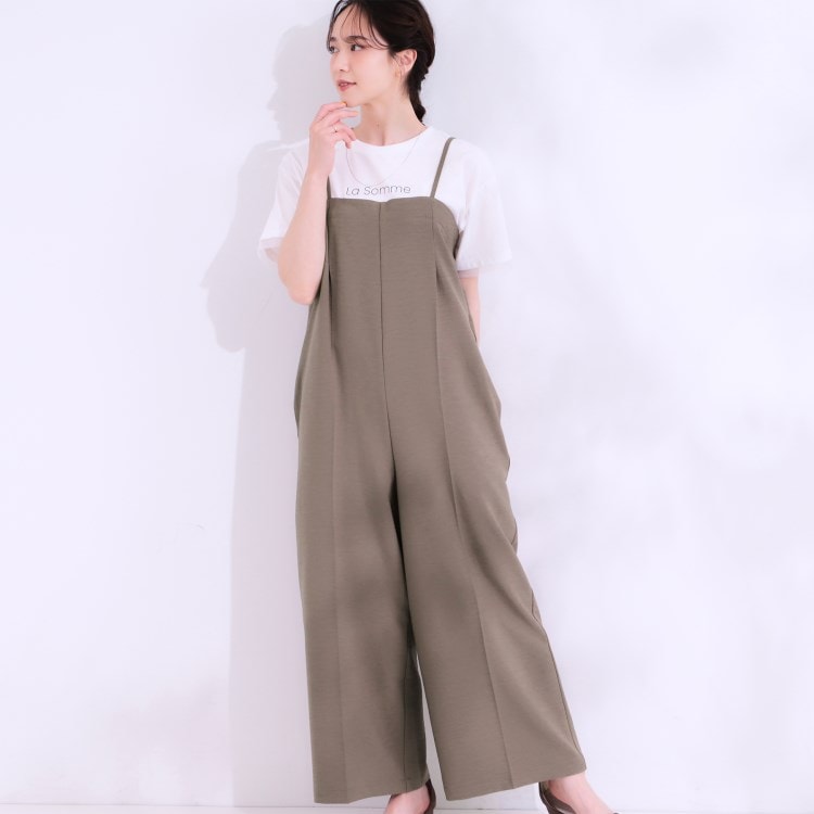 シューラルー/ドレスキップ(SHOO・LA・RUE/DRESKIP)の【S-LL】Iラインですっきり見え 大人見えサロペット オールインワン・サロペット