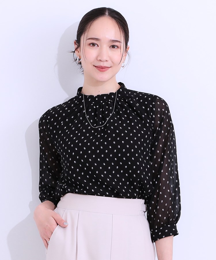 シューラルー/ドレスキップ(SHOO・LA・RUE/DRESKIP)の【S-LL】首元ギャザーが大人上品な シフォンブラウス1