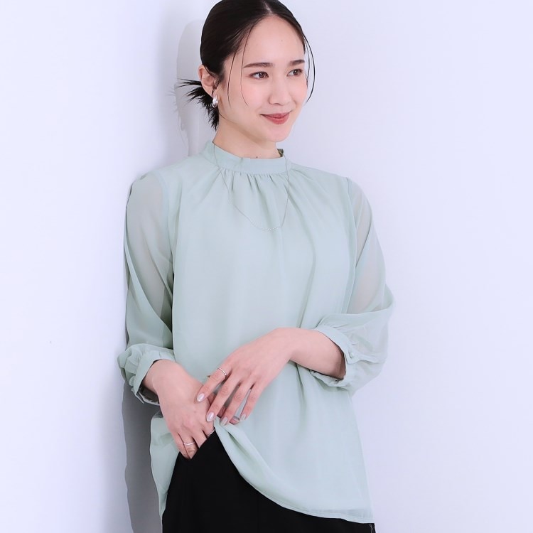 シューラルー/ドレスキップ(SHOO・LA・RUE/DRESKIP)の【S-LL】首元ギャザーが大人上品な シフォンブラウス シャツ・ブラウス