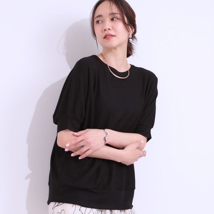 シューラルー/ドレスキップ(SHOO・LA・RUE/DRESKIP)の【ひんやり/UV】さり気ないラメで大人上品 お袖リブ ドルマントップス カットソー
