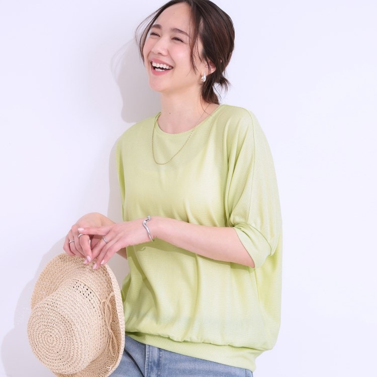 シューラルー/ドレスキップ(SHOO・LA・RUE/DRESKIP)の【ひんやり/UV】さり気ないラメで大人上品 お袖リブ ドルマントップス カットソー