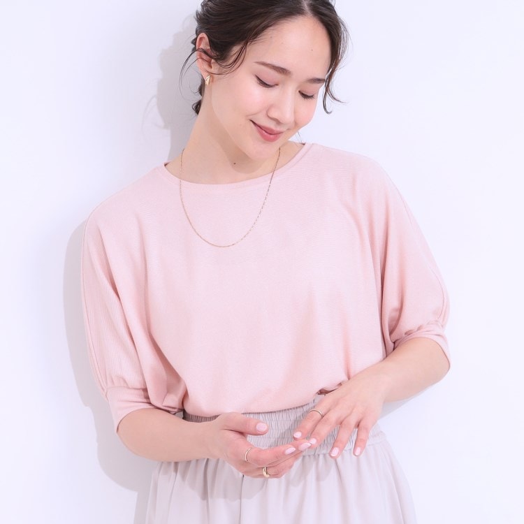 シューラルー/ドレスキップ(SHOO・LA・RUE/DRESKIP)の【ひんやり/UV】さり気ないラメで大人上品 お袖リブ ドルマントップス カットソー
