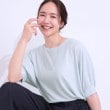 シューラルー/ドレスキップ(SHOO・LA・RUE/DRESKIP)の【ひんやり/UV】さり気ないラメで大人上品 お袖リブ ドルマントップス サックスブルー(090)