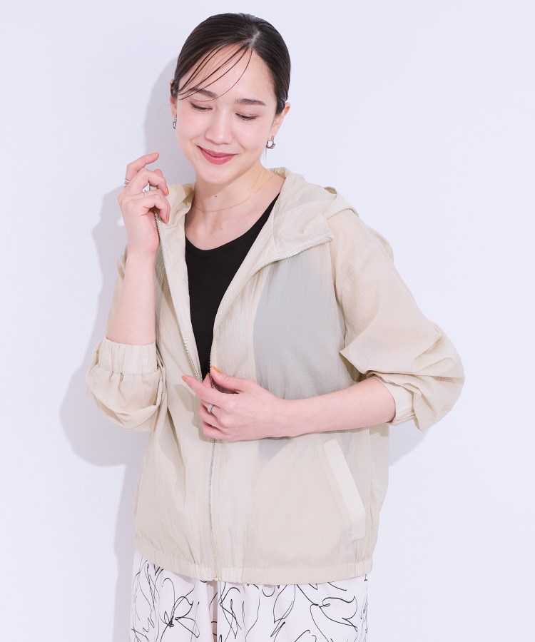 シューラルー/ドレスキップ(SHOO・LA・RUE/DRESKIP)の【S-LL】程よいシアー感　大人世代の軽やかフードブルゾン ベージュ(052)