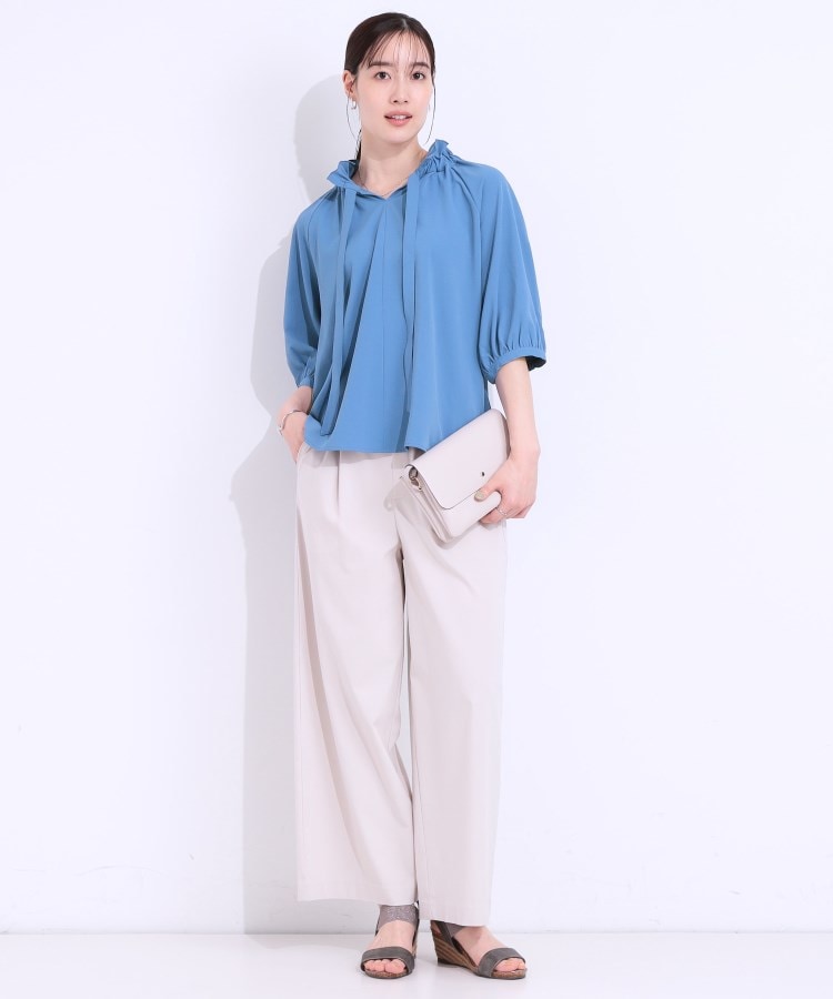 シューラルー/ドレスキップ(SHOO・LA・RUE/DRESKIP)の【洗える/接触冷感/S-LL】フェミニンもクールも フリルリボン5分袖ブラウス7