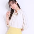 シューラルー/ドレスキップ(SHOO・LA・RUE/DRESKIP)の【洗える/接触冷感/S-LL】フェミニンもクールも フリルリボン5分袖ブラウス ライトベージュ(051)
