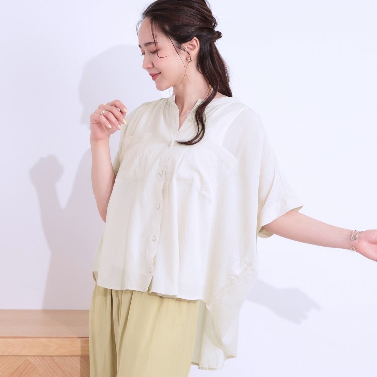 シューラルー/ドレスキップ(SHOO・LA・RUE/DRESKIP)の【S-LL/セットアップ可】大人のシアー感 バンドカラーブラウス シャツ・ブラウス