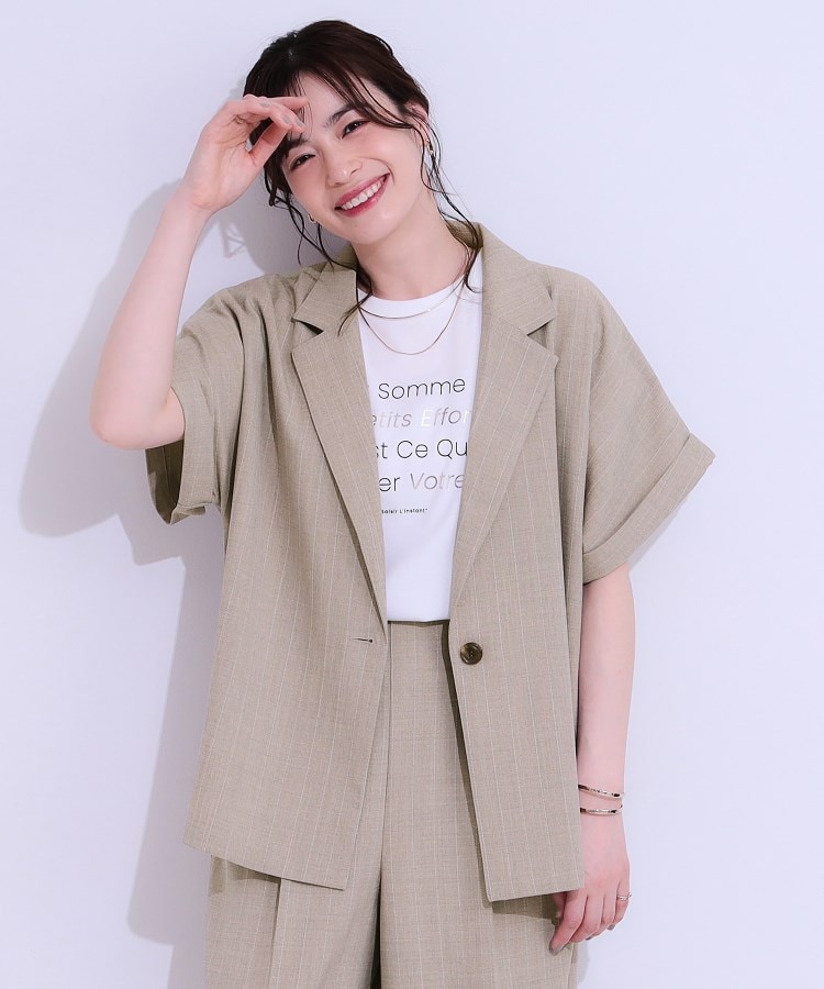 シューラルー/ドレスキップ(SHOO・LA・RUE/DRESKIP)の【セットアップ可】麻調半袖ジャケット10