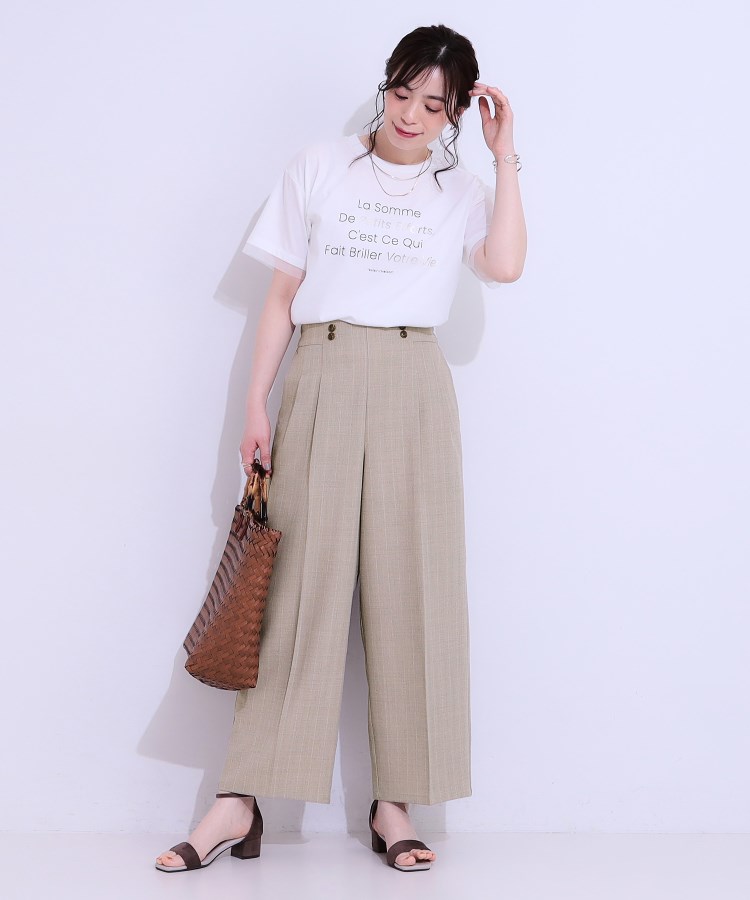 シューラルー/ドレスキップ(SHOO・LA・RUE/DRESKIP)の【セットアップ可】麻調ストライプワイドパンツ11