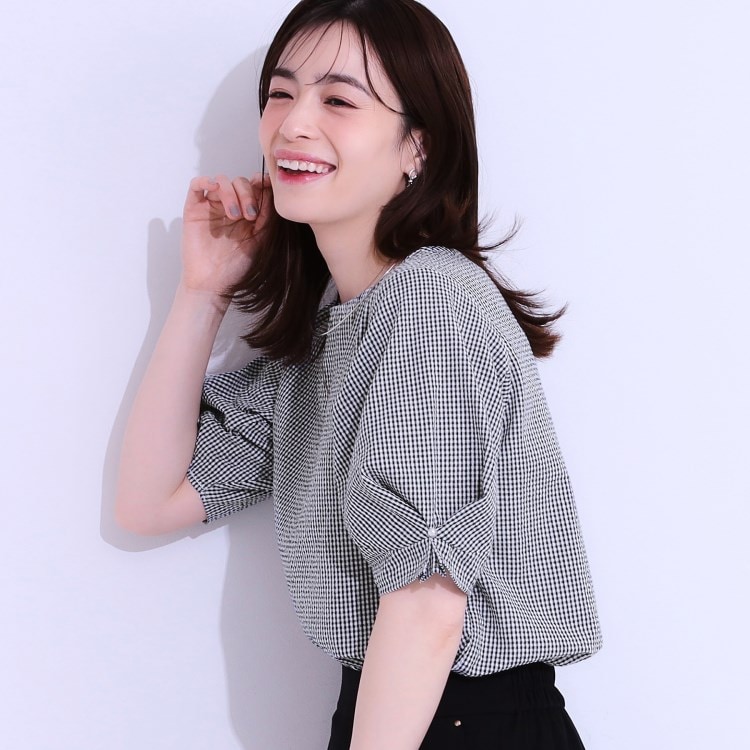 シューラルー/ドレスキップ(SHOO・LA・RUE/DRESKIP)の【S-LL/セットアップ可/5分袖】涼しくこなれる お袖タックブラウス シャツ・ブラウス