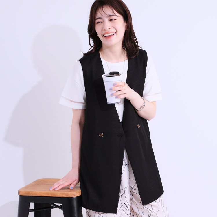 シューラルー/ドレスキップ(SHOO・LA・RUE/DRESKIP)の【洗える/S-LL】洗濯後シワになりにくい 麻調ダブルベスト ベスト