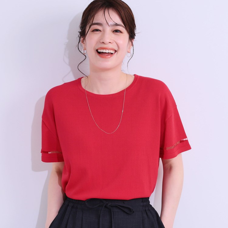 シューラルー/ドレスキップ(SHOO・LA・RUE/DRESKIP)の【UVカット/洗える】お袖シアーがヘルシーに フレアスリーブサマーニット
