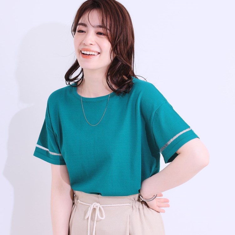 シューラルー/ドレスキップ(SHOO・LA・RUE/DRESKIP)の【UVカット/洗える】お袖シアーがヘルシーに フレアスリーブサマーニット ニット/セーター