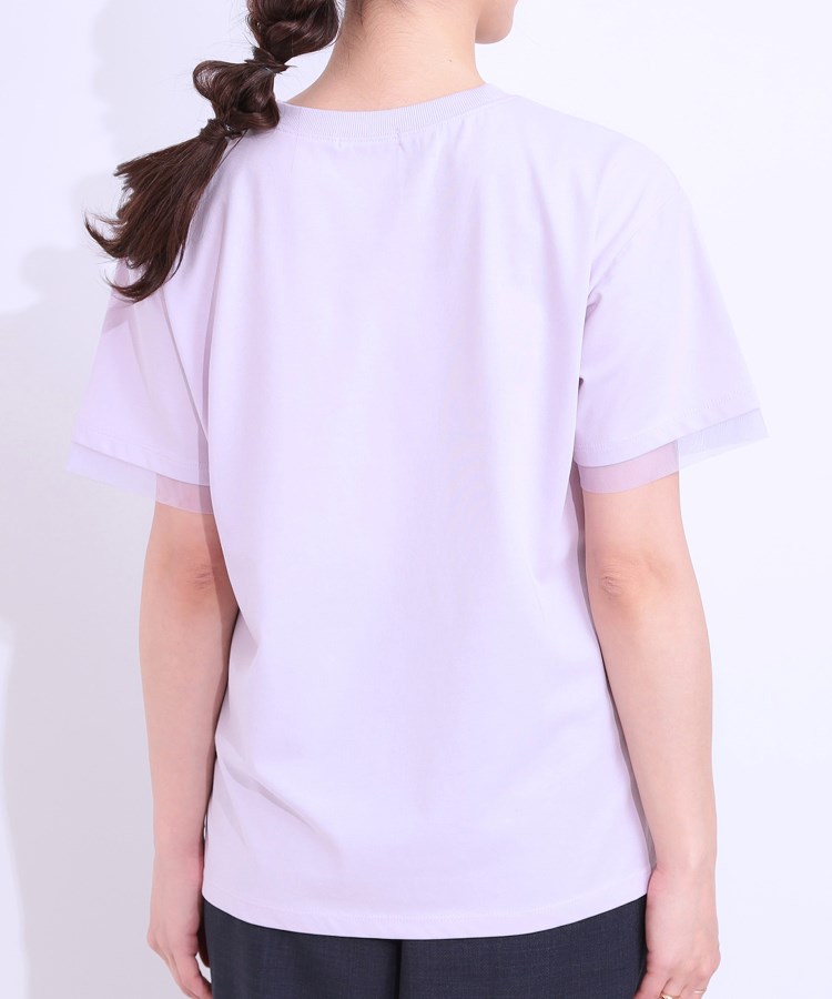 シューラルー/ドレスキップ(SHOO・LA・RUE/DRESKIP)の【S-LL/接触冷感/UVカット】選べる3柄 お袖チュールで差をつける ロゴプリントTシャツ27