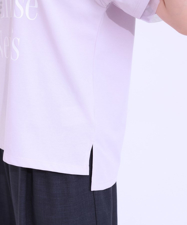 シューラルー/ドレスキップ(SHOO・LA・RUE/DRESKIP)の【S-LL/接触冷感/UVカット】選べる3柄 お袖チュールで差をつける ロゴプリントTシャツ30