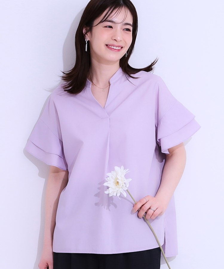 シューラルー/ドレスキップ(SHOO・LA・RUE/DRESKIP)の袖フリルスキッパーシャツ パープル(081)