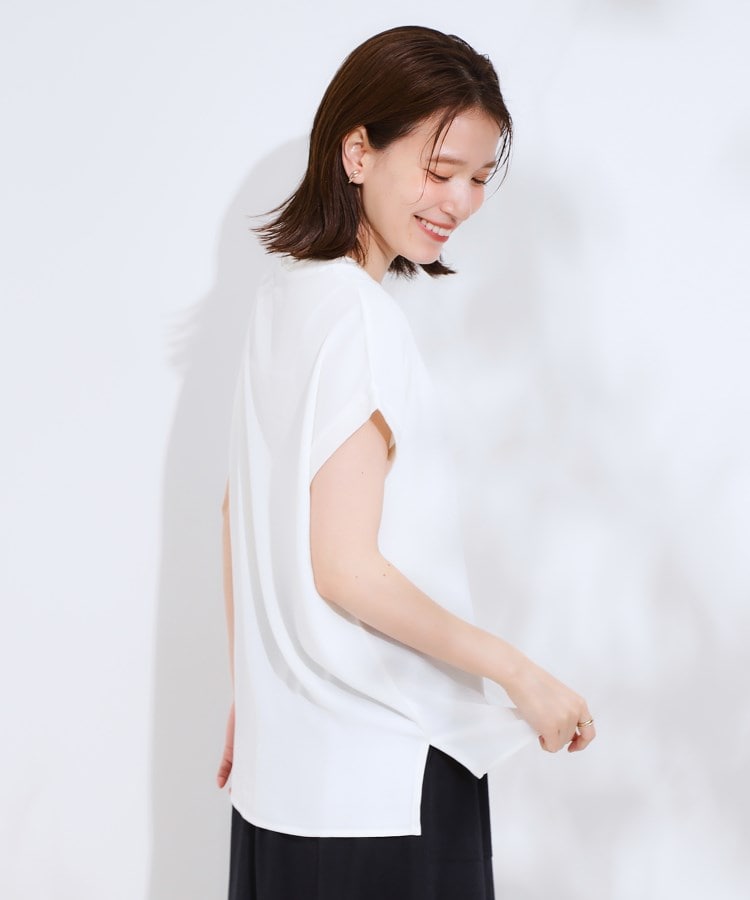 シューラルー/ドレスキップ(SHOO・LA・RUE/DRESKIP)の【S-LL/ひんやり/洗濯後しわになりにくい】程よいシアー感 ロゴTシャツブラウス2
