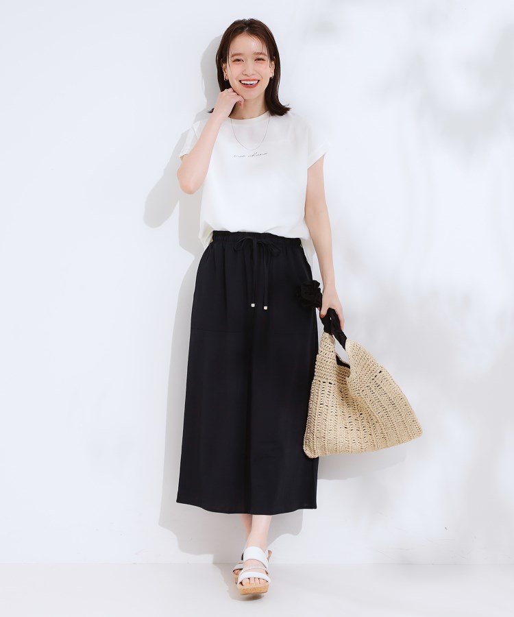 シューラルー/ドレスキップ(SHOO・LA・RUE/DRESKIP)の【S-LL/ひんやり/洗濯後しわになりにくい】程よいシアー感 ロゴTシャツブラウス3
