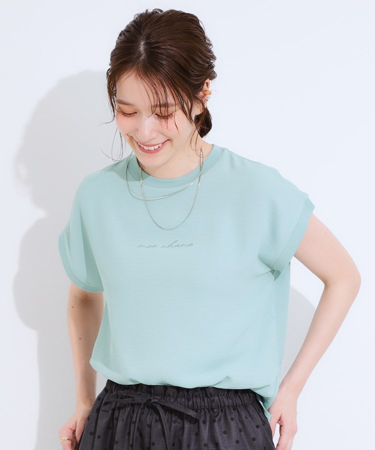 シューラルー/ドレスキップ(SHOO・LA・RUE/DRESKIP)の【S-LL/ひんやり/洗濯後しわになりにくい】程よいシアー感 ロゴTシャツブラウス9
