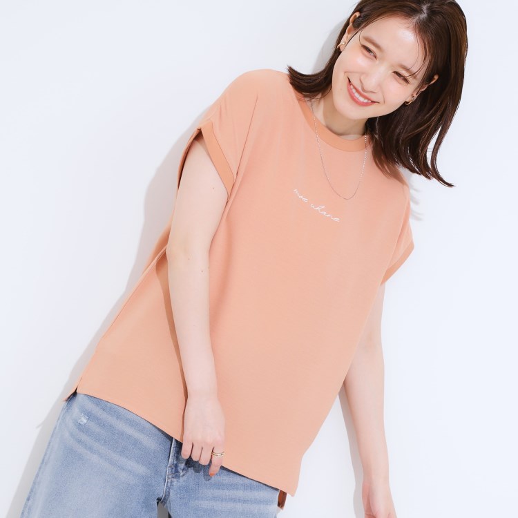 シューラルー/ドレスキップ(SHOO・LA・RUE/DRESKIP)の【S-LL/ひんやり/洗濯後しわになりにくい】程よいシアー感 ロゴTシャツブラウス シャツ・ブラウス