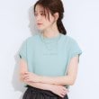 シューラルー/ドレスキップ(SHOO・LA・RUE/DRESKIP)の【S-LL/ひんやり/洗濯後しわになりにくい】程よいシアー感 ロゴTシャツブラウス ミントグリーン(021)