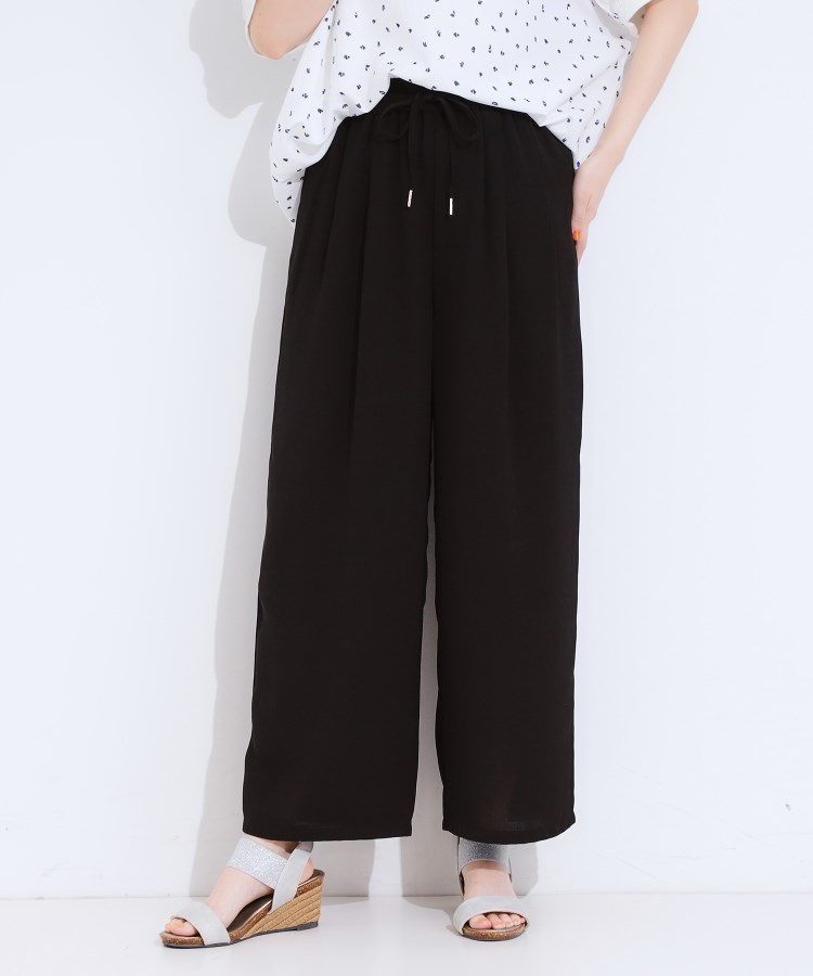 シューラルー/ドレスキップ(SHOO・LA・RUE/DRESKIP)の【シューアイス】楊柳イージーワイドパンツ ブラック(019)