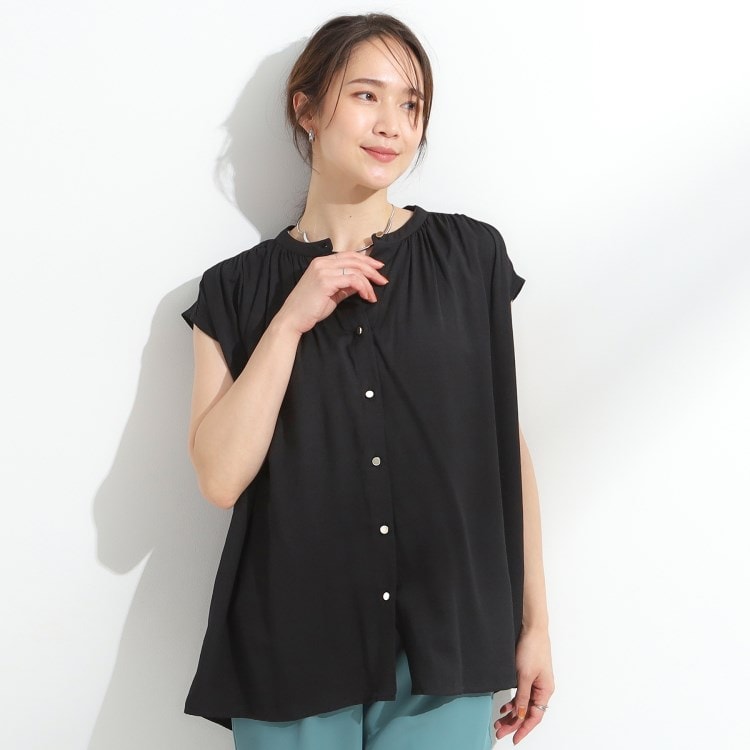 シューラルー/ドレスキップ(SHOO・LA・RUE/DRESKIP)の【S-LL/洗濯後しわになりにくい】上品にきれい見え スラブギャザーブラウス シャツ・ブラウス