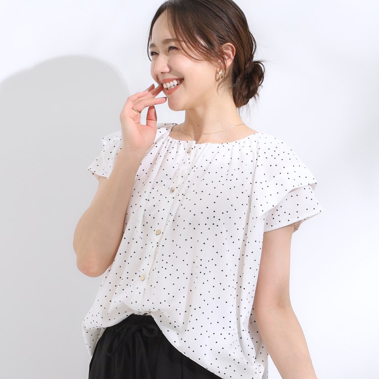シューラルー/ドレスキップ(SHOO・LA・RUE/DRESKIP)の【シューアイス】ドット柄デザイントップス シャツ・ブラウス