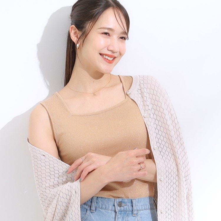 シューラルー/ドレスキップ(SHOO・LA・RUE/DRESKIP)のラメテレコタンクトップ タンクトップ・キャミソール