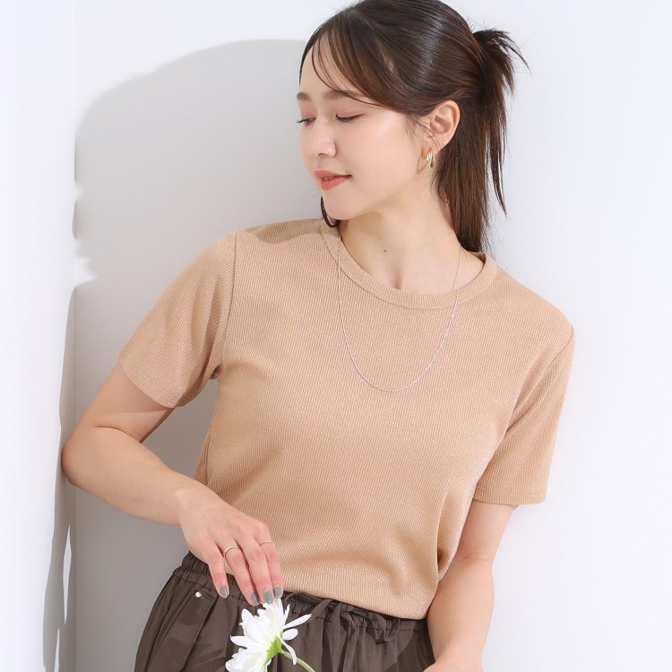 シューラルー/ドレスキップ(SHOO・LA・RUE/DRESKIP)のラメテレコ半袖トップス カットソー
