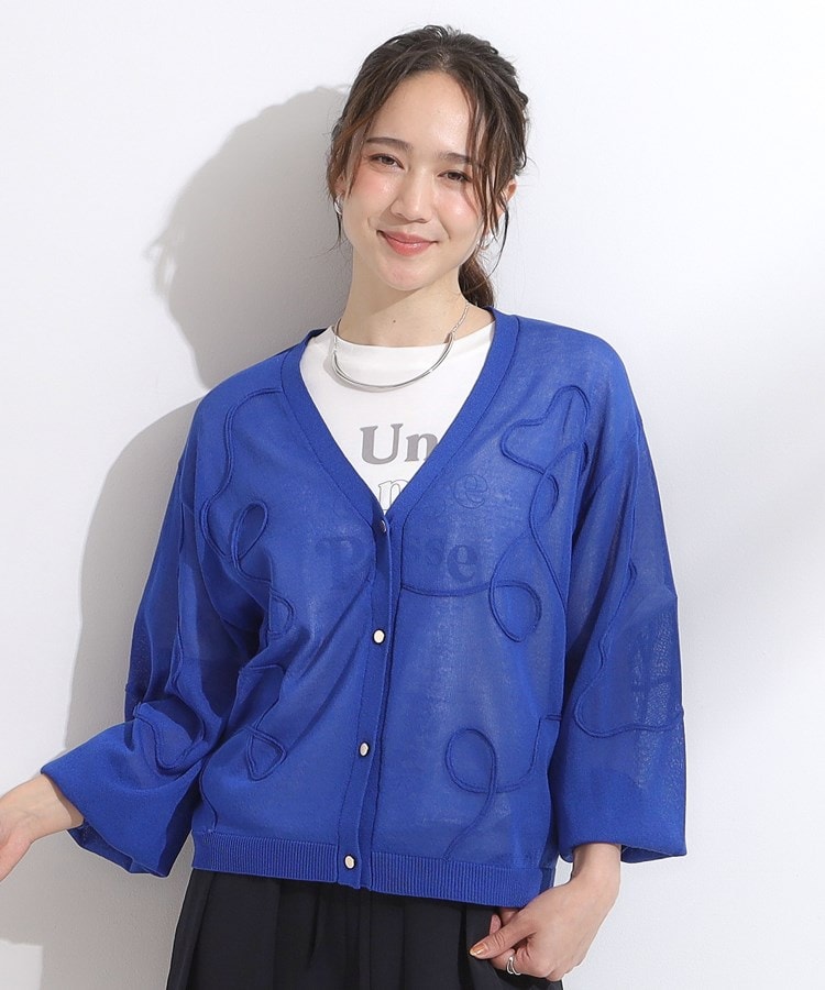 シューラルー/ドレスキップ(SHOO・LA・RUE/DRESKIP)の刺繍デザインシアーニットカーディガン14