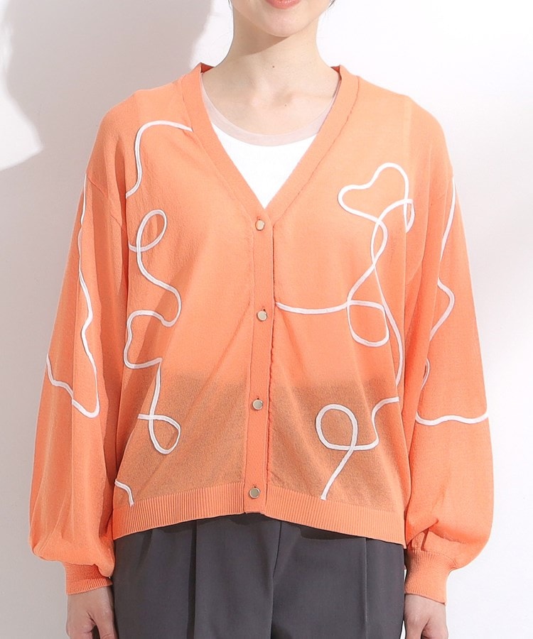 シューラルー/ドレスキップ(SHOO・LA・RUE/DRESKIP)の刺繍デザインシアーニットカーディガン17