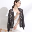 シューラルー/ドレスキップ(SHOO・LA・RUE/DRESKIP)の刺繍デザインシアーニットカーディガン チャコールグレー(014)