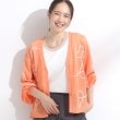 シューラルー/ドレスキップ(SHOO・LA・RUE/DRESKIP)の刺繍デザインシアーニットカーディガン オレンジ(066)
