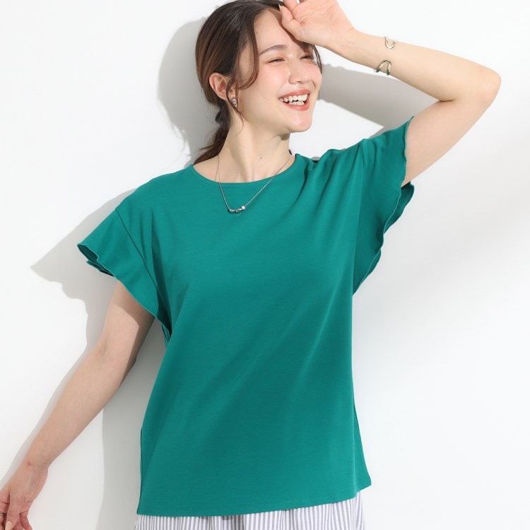 シューラルー/ドレスキップ(SHOO・LA・RUE/DRESKIP)の【汗ジミ防止/ひんやり/UV】フリルスリーブTシャツ Ｔシャツ