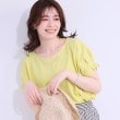 シューラルー/ドレスキップ(SHOO・LA・RUE/DRESKIP)の【S-LL/ひんやり/UV/プチプラ】お袖タックが好印象 デザインTシャツ イエロー(032)