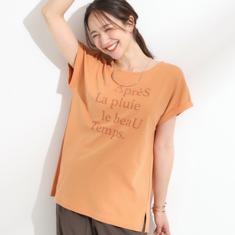 シューラルー/ドレスキップ(SHOO・LA・RUE/DRESKIP)の【汗ジミ防止/ひんやり/UV】ロゴプリントTシャツ Ｔシャツ