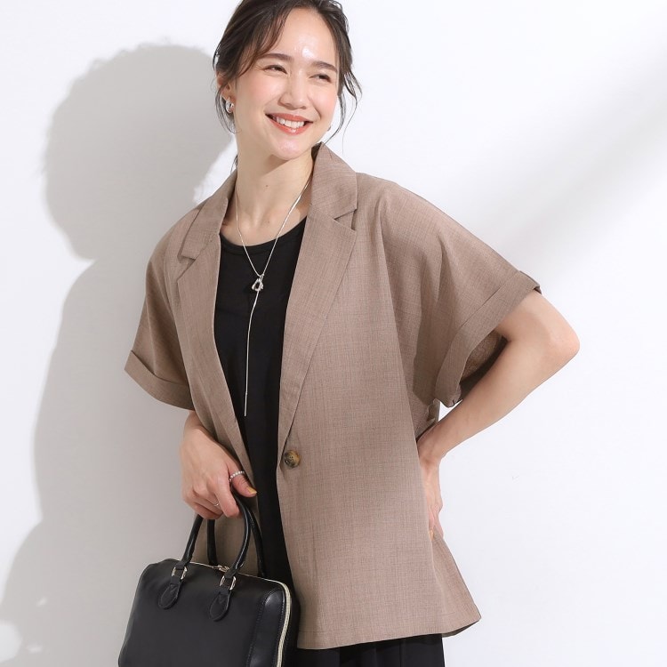 シューラルー/ドレスキップ(SHOO・LA・RUE/DRESKIP)の麻調半袖ジャケット テーラードジャケット